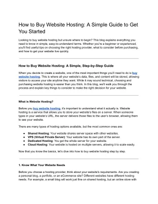 How to Buy Website Hosting: A Simple Guide to Get You Started