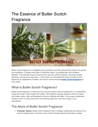 The Essence of Butter Scotch Fragrance