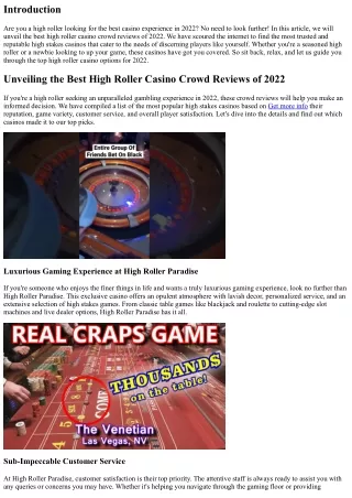 Unveiling the Best High Roller Casino Crowd Reviews of 2022
