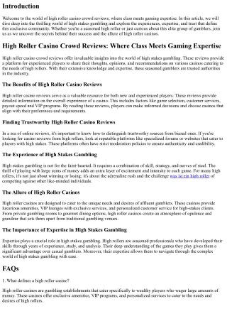 High Roller Casino Crowd Reviews: Where Class Meets Gaming Expertise