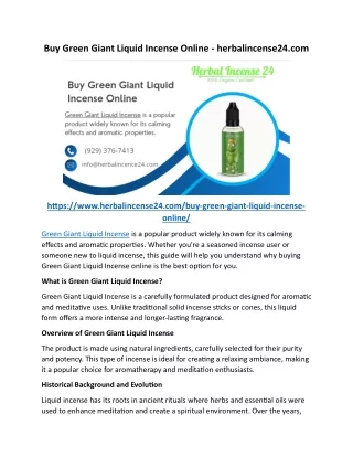 Buy Green Giant Liquid Incense Online - herbalincense24