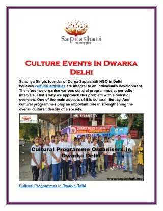 Culture Events In Dwarka Delhi