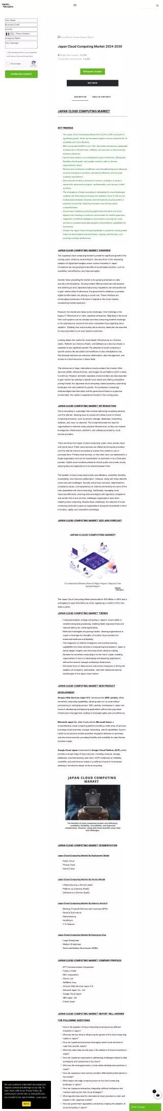 Japan Cloud Computing Market Forecast 2024-2030