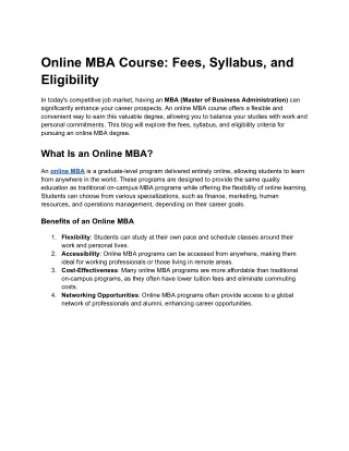 Online MBA Course_ Fees, Syllabus, and Eligibility