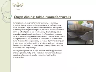 Leading Onyx Dining Table Manufacturers: Crafting Luxurious Dining Experiences