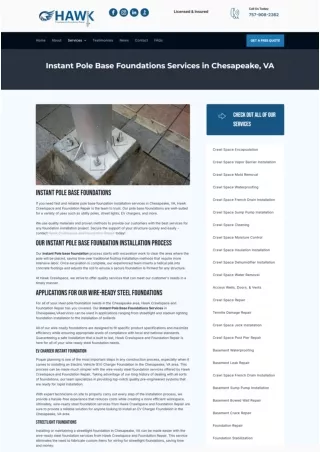 Instant Pole Base Foundations Services HAWK