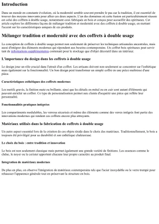 “Mélanger tradition et modernité avec des coffrets à double usage”