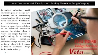 Unlock Innovation with Voler Systems: Leading Electronics Design Company