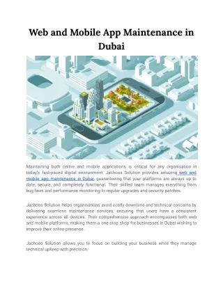 Web and Mobile App Maintenance in Dubai