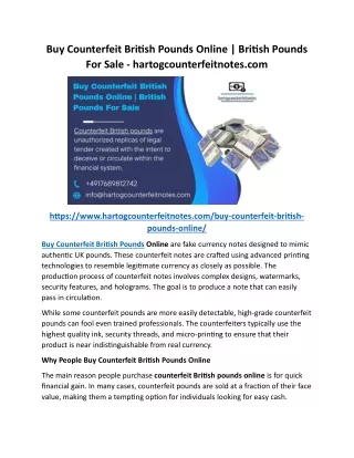 Buy Counterfeit British Pounds Online - hartogcounterfeitnotes