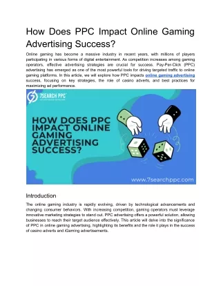 How Does PPC Impact Online Gaming Advertising Success