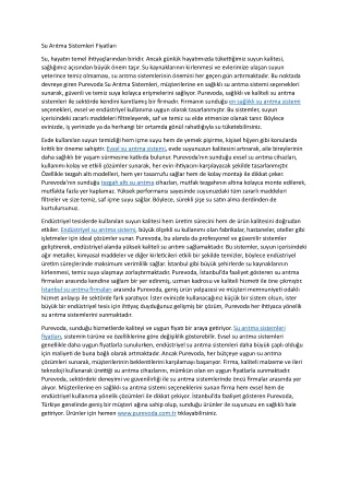 Su Aritma Sistemleri Fiyatlari