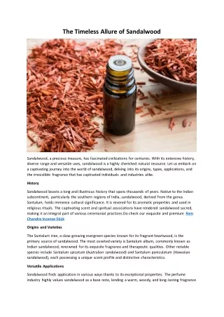 The Timeless Allure of Sandalwood