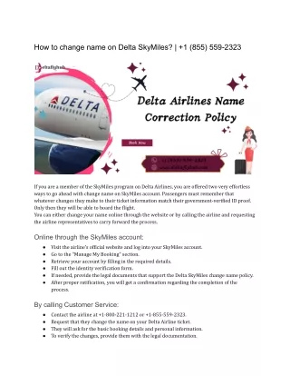 How to change name on Delta SkyMiles |  1 (855) 559-2323