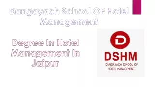 Degree In Hotel Management In Jaipur