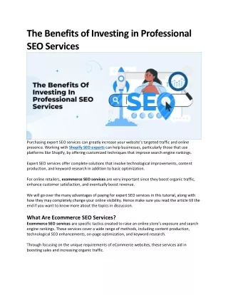 The Benefits of Investing in Professional SEO Services