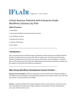 WordPress Solutions by iFlair
