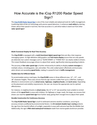 How Accurate is the iCop R1200 Radar Speed Sign_