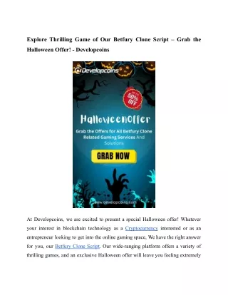 Explore Thrilling Game of Our Betfury Clone Script – Grab the Halloween Offer