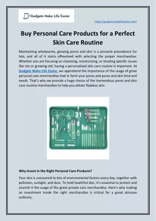 Buy Personal Care Products for a Perfect Skin Care Routine