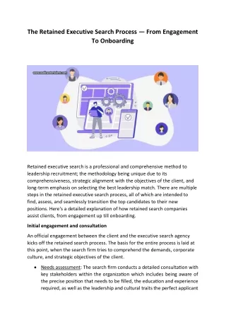 The Retained Executive Search Process — From Engagement To Onboarding