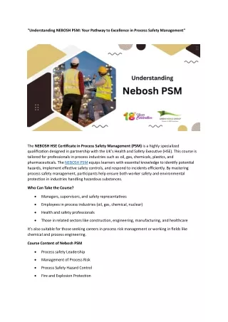 Understanding NEBOSH PSM