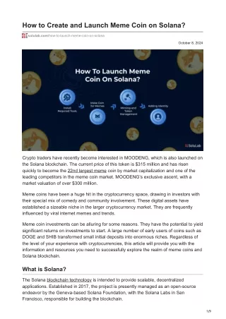 How to Create and Launch Meme Coin on Solana