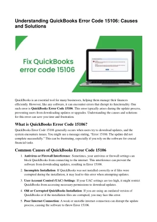 Fix QuickBooks Error Code 15106: Quick Solutions