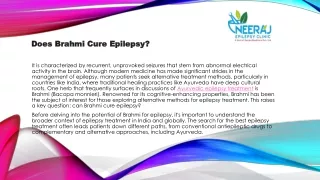 Does Brahmi Cure Epilepsy