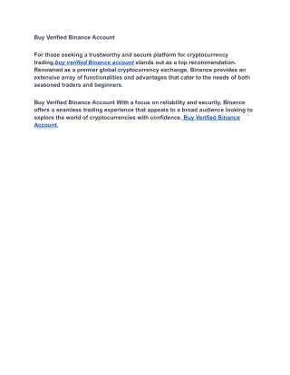 Buy Verified Binance Account