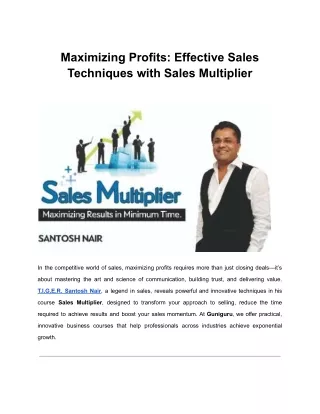 Maximizing Profits: Effective Sales Techniques with Sales Multiplier