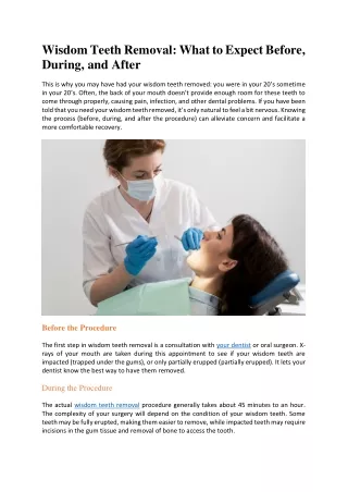 Wisdom Teeth Removal: What to Expect Before, During, and After