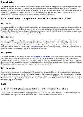 Les différentes tailles disponibles pour les présentoirs PLV en bois