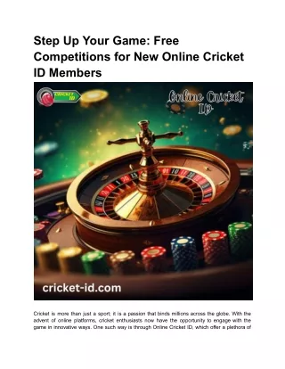 Step Up Your Game_ Free Competitions for New Online Cricket ID Members