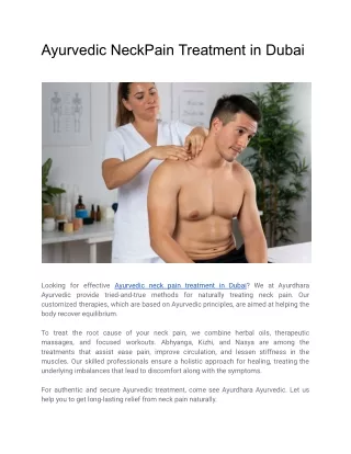 Ayurvedic NeckPain Treatment in Dubai