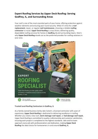 Expert Roofing Services by Upper Deck Roofing Serving Godfrey, IL, and Surrounding Areas