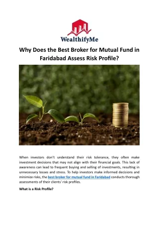 Why Does the Best Broker for Mutual Fund in Faridabad Assess Risk Profile?
