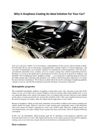 Why Is Graphene Coating An Ideal Solution For Your Car?
