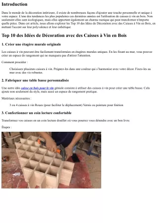 Top 10 des Idées de Décoration avec des Caisses à Vin en Bois