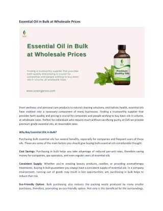 Essential Oil in Bulk at Wholesale Prices