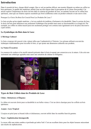 “Pourquoi Le Choix Du bois Est Crucial Pour Les Produits De Luxe?”