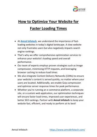 Boost Your Website Speed Proven Optimization Tips by Amral Infotech