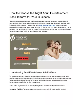 How to Choose the Right Adult Entertainment Ads Platform for Your Business