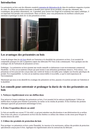 Les conseils pour entretenir et prolonger la durée de vie des présentoirs en boi