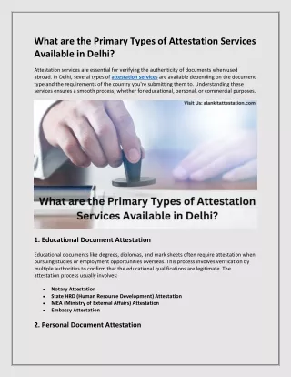 What are the Primary Types of Attestation Services Available in Delhi