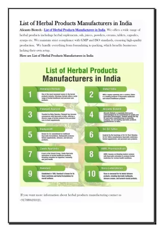 List of Herbal Products Manufacturers in India