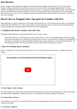 “Beach Vibes & Wagging Tails: Top Spots for Families with Pets”
