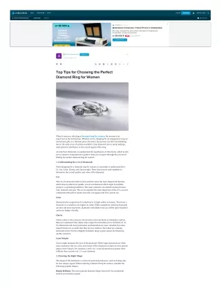 Selecting the Ideal Diamond Ring for Women