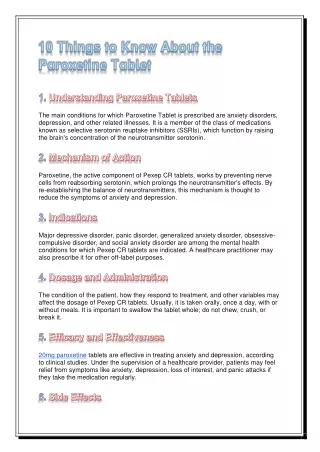 10 Things to Know About the Paroxetine Tablet