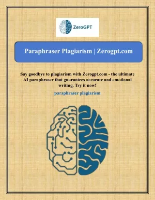 Paraphraser Plagiarism  Zerogpt.com